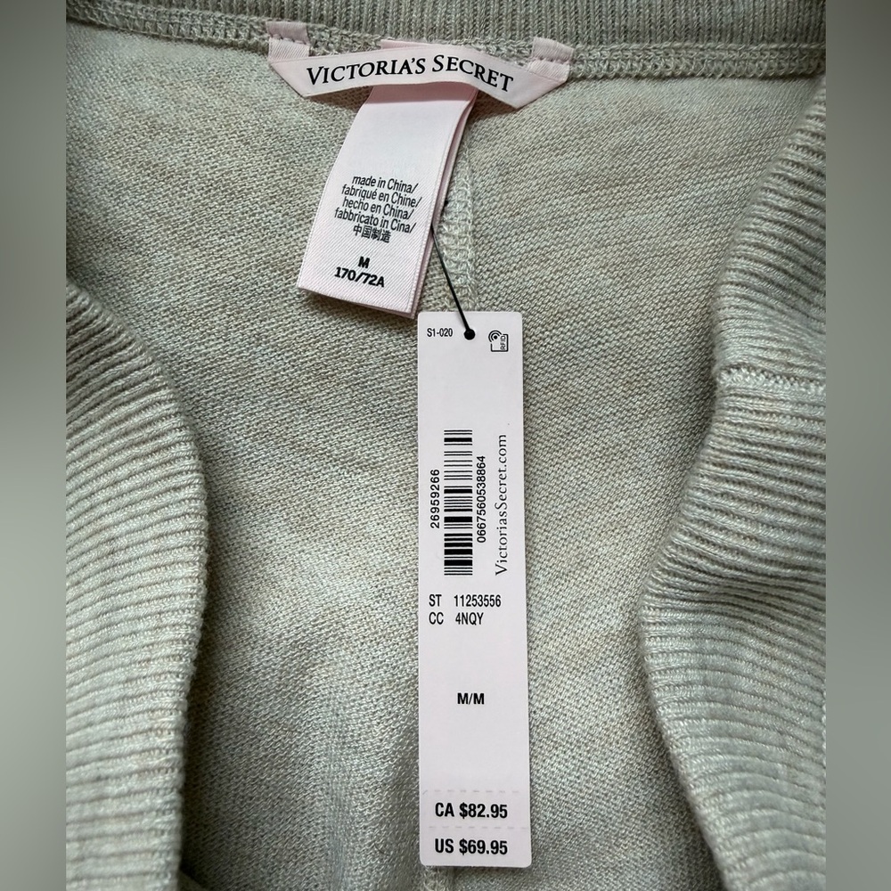 Victoria's Secret Soft Knit Oatmeal Neutral Wide-Leg High Rise Lounge Pants-M - Picture 10 of 15